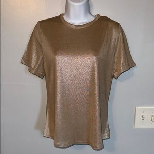 INC International Concepts Metallic Gold Short Sleeve Top